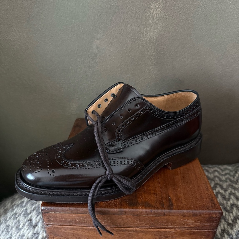 NWOT Church's BROOKLAND Dark Brown Leather Wingtip Derby Oxford Shoes sartorial